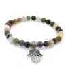 Bratara pe elastic Mix Cristale pentru protectie sfere cu element argintiu Hamsa, 6mm, imagine 2