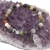 Bratara pe elastic Mix Cristale pentru protectie sfere cu element argintiu Hamsa, 6mm, imagine 3