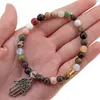 Bratara pe elastic Mix Cristale pentru protectie sfere cu element argintiu Hamsa, 6mm, imagine 4