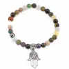 Bratara pe elastic Mix Cristale pentru protectie sfere cu element argintiu Hamsa, 6mm