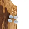 Cercei cu agatatoare Opal albastru discuri cu bumbi aurii, 10mm, imagine 2