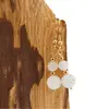 Cercei cu agatatoare Piatra lunii sfere si sfere fatetate cu bumbi aurii, 6-8mm, imagine 2