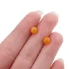 Cercei cu surub chihlimbar 5mm cu argint 925, portocala, imagine 5