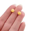 Cercei cu surub chihlimbar 6mm cu argint 925, unt, imagine 5