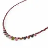 Colier Granat sfere si Turmalina multicolora briolete, 3-7mm, imagine 2