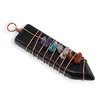 Pandantiv Goldstone albastru cu montura din sarma si cristalele celor 7 chakre, 48mm, imagine 2