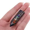 Pandantiv Goldstone albastru cu montura din sarma si cristalele celor 7 chakre, 48mm, imagine 4