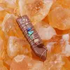 Pandantiv Goldstone maro cu montura din sarma si cristalele celor 7 chakre, 48mm, imagine 3
