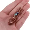Pandantiv Goldstone maro cu montura din sarma si cristalele celor 7 chakre, 48mm, imagine 4