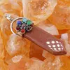 Pandantiv Goldstone maro sabie cu 7 chakre floare, 65mm, imagine 3