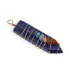 Pandantiv Lapis Lazuli cu montura din sarma si cristalele celor 7 chakre, 48mm, imagine 2