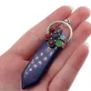 Pandantiv Lapis Lazuli sabie cu 7 chakre floare, 65mm, imagine 4