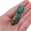 Pandantiv Malachit cu montura din sarma si cristalele celor 7 chakre, 48mm, imagine 4