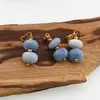 Pandantiv Opal albastru discuri cu bumbi aurii, 10mm, imagine 2