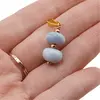Pandantiv Opal albastru discuri cu bumbi aurii, 10mm, imagine 3