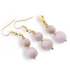Set Cercei si Pandantiv Kunzit sfere cu bumbi aurii, 8-10mm