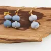 Set Cercei si Pandantiv Opal albastru discuri cu bumbi aurii, 10mm, imagine 2