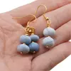 Set Cercei si Pandantiv Opal albastru discuri cu bumbi aurii, 10mm, imagine 3