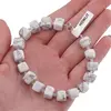Bratara Howlit cuburi fatetate 8-9mm si Cristal de stanca sfere fatetate 2mm, imagine 4