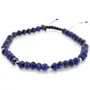 Bratara pe nod culisant Lapis Lazuli discuri fatetate cu sase bumbi de Argint 925, 5-6mm, imagine 2