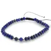 Bratara pe nod culisant Lapis Lazuli discuri fatetate cu trei bumbi de Argint 925, 5-6mm, imagine 2
