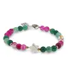 Bratara Agat roz, Agat verde, Citrin sfere 6mm cu stea din Sidef si bumbi aurii, imagine 2
