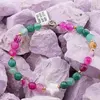 Bratara Agat roz, Agat verde, Citrin sfere 6mm cu stea din Sidef si bumbi aurii, imagine 3