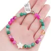 Bratara Agat roz, Agat verde, Citrin sfere 6mm cu stea din Sidef si bumbi aurii, imagine 4