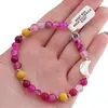 Bratara Agat roz si Roca vulcanica sfere 6mm cu semiluna Sidef si bumbi aurii, imagine 4
