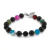 Bratara Mix agate, Onix mat si Granat sfere 8mm cu bumbi argintii, imagine 2