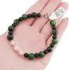 Bratara Ochi de tigru verde sfere 8mm, Onix mat si Coral roz sfere 6mm, imagine 4
