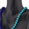 Colier Turcoaz sfere cu Agat albastru discuri, Perle de Cultura si Azurit, 8-10mm, imagine 4