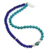 Set colier, cercei si bratara Turcoaz sfere si Agat albastru discuri, Perle de cultura si Azurit, 8-10mm, imagine 5