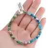 Bratara Agat albastru mat si Agat verde sfere 4mm cu bumbi si Hematit auriu, imagine 4