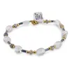 Bratara Cristal de stanca neuniform 7-9mm, Opal albastru discuri fatetate 4mm si Sodalit tuburi cu bumbi aurii, imagine 2