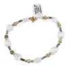 Bratara Cristal de stanca neuniform 7-9mm, Opal albastru discuri fatetate 4mm si Sodalit tuburi cu bumbi aurii