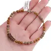 Bratara Jasp Tiger skin, Riolit sfere 4mmm si Cuart fumuriu discuri 5-6mm cu bumbi aurii, imagine 4