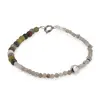 Bratara Labradorit sfere 3mm si Agat indian sfere 4mm cu elemente din Hematit, imagine 2
