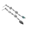 Cercei cu surub Larimar si metal argintiu, 7-9mm, imagine 2