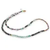 Colier Cuart turmalinat, Amazonit, Opal albastru discuri fatetate 4mm si Granat sfere fatetate 2mm, imagine 2