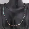 Colier Cuart turmalinat, Amazonit, Opal albastru discuri fatetate 4mm si Granat sfere fatetate 2mm, imagine 3