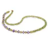 Colier Peridot discuri fatetate 4-5mm si Ametist discuri fatetate 6mm cu bumbi aurii, imagine 2