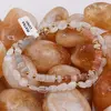 Colier Piatra lunii gri si piersica discuri 6mm si cristale neregulate fatetate 8-10mm cu bumbi aurii, imagine 4
