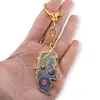 Amuleta Feng Shui din metal pentru protectia averii cu pene de paun 2025, imagine 3