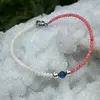 Bratara Coral roz sfere fatetate, Coral alb discuri, Kianit sfera fatetata si Hematit argintiu, 2-5mm, imagine 4