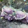 Bratara Fluorit sfere si Perle de cultura cu elemente aurii pe elastic, 8mm, imagine 7