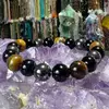 Bratara pentru protectie Ochi de tigru, Hematit si Obsidian negru sfere pe elastic, 10mm, imagine 4
