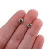 Cercei cu surub si montura rotunda gravata din argint 925, Onix verde - 5mm, imagine 4