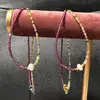 Colier Turmalina multicolora si Granat Rhodolit discuri fatetate 3mm si Perla de cultura 7mm cu elemente aurii, imagine 5