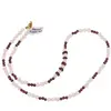 Colier Cuart roz sfere fatetate 4mm si Granat sfere cu discuri 3-5mm